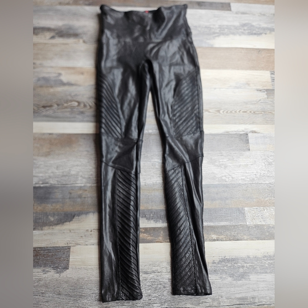 Spanx Faux Leather Moto Leggings Black S/P